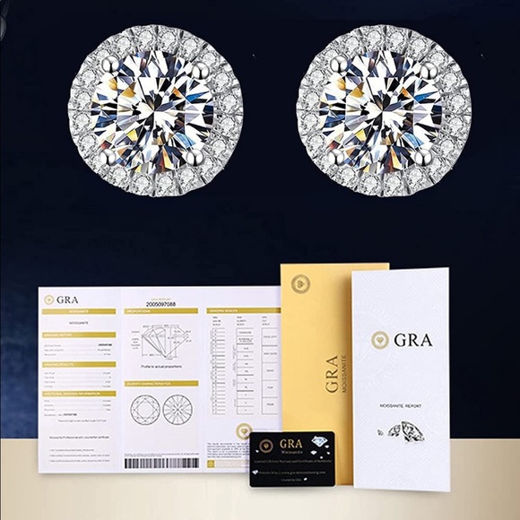 Moissanite Halo Earrings 1 TCW brilliant white - Picture 3 of 6